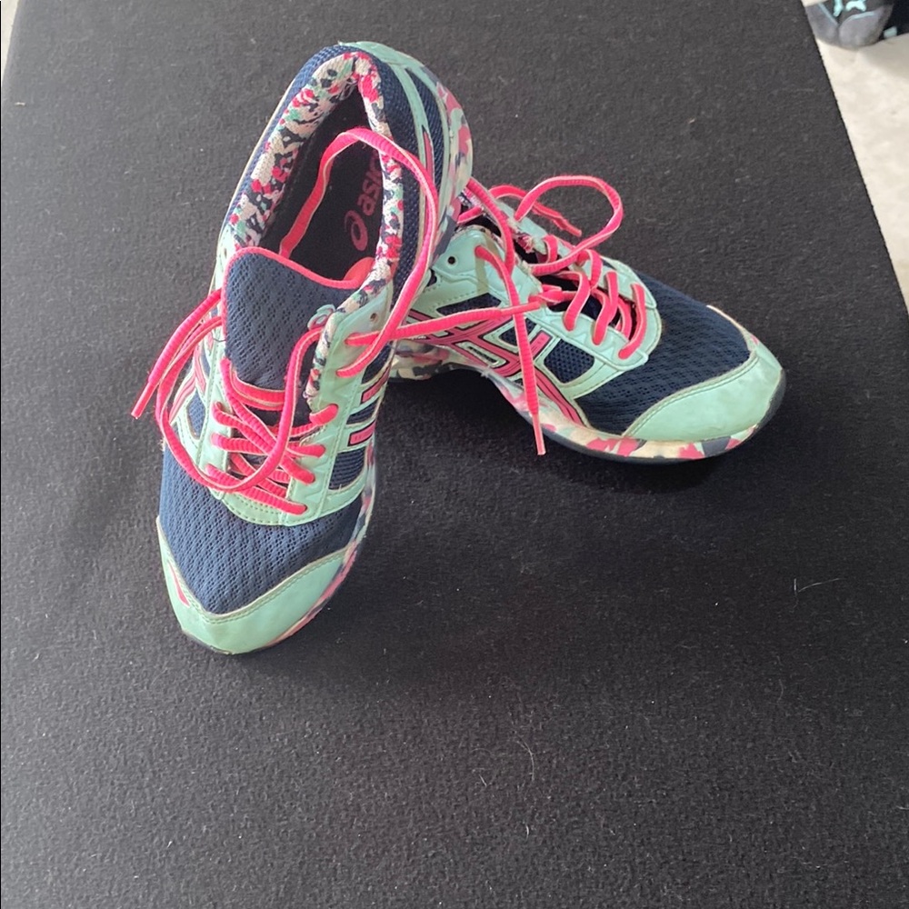 Asics Blue and Pink Athletic Shoes for Running